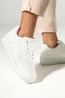 Sneakersy damskie - Białe sneakersy damskie buty sportowe na platformie sznurowane Casu 77039-2-38 - miniaturka - grafika 1