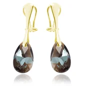 Kolczyki - Srebrne klipsy z kryształem Swarovski® - 16mm - Bronze Shade - 24k złocenie - miniaturka - grafika 1