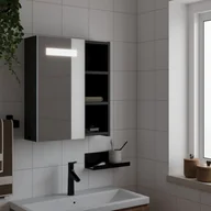 Toaletki - vidaXL Szafka łazienkowa z lustrem i LED, czarna, 45x13x52 cm - miniaturka - grafika 1