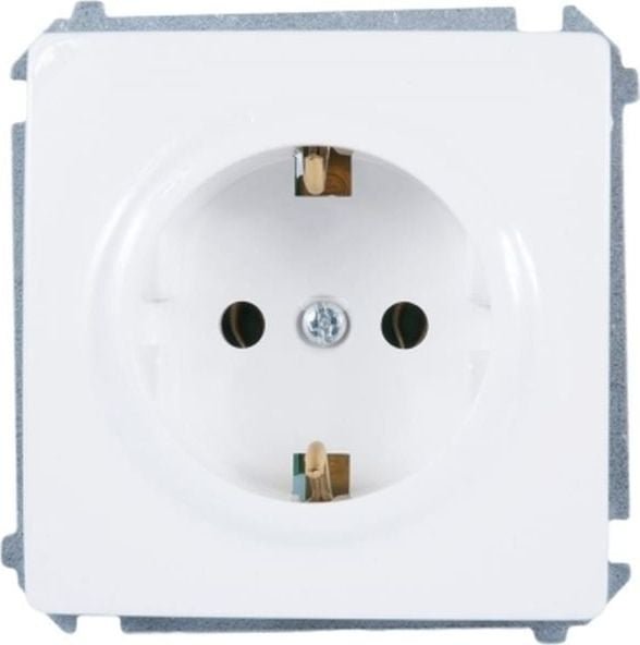 Kontakt-Simon Simon Basic Gniazdo wtyczkowe Schuko do wersji IP44 z przesłonami moduł 16A, 250V~,zaciski śrubowe biały BMGSZ1BZ.01/11