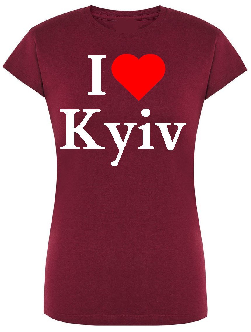 T-Shirt damski nadruk I Love Kiyv Kocham Kijów Ukraina S