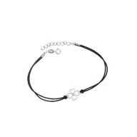 Biżuteria dla dzieci - Srebrna bransoletka 925 czarna sznurkowa Koniczynka Szczęścia - miniaturka - grafika 1