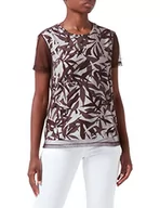 Koszulki i topy damskie - Gerry Weber Damska koszulka z miękkiej siateczki półrękaw 1/2 rękaw koszulka z rękawami ze wzorem, kwiatowy, biały/brązowy, 42 - miniaturka - grafika 1