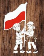 Zabawki kreatywne - Dzieci z flagą Polski - wycinanka z kartonu - miniaturka - grafika 1