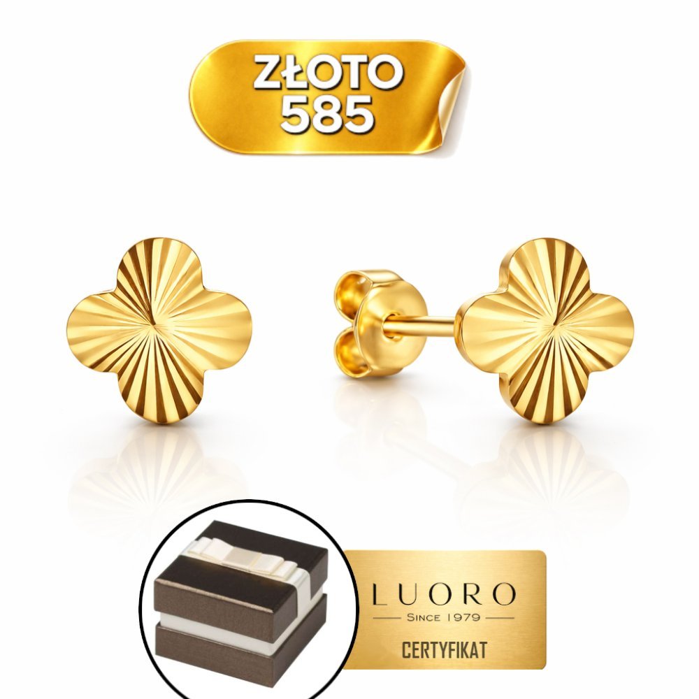 KOLCZYKI ZŁOTE 585 14K KONICZYNKI DIAMENTOWANE PROMIENIE SZTYFT 5,8 CM
