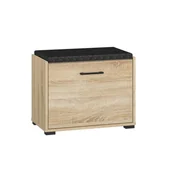 Meble do przedpokoju - Szafka na buty z siedziskiem CARO 01 Sonoma jasna + czarna ekoskóra - miniaturka - grafika 1