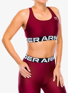 Stanik sportowy Under Armour HeatGear Authentics Mid Branded Bra - cardinal/white - Bielizna sportowa damska - miniaturka - grafika 1