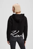 Bluzy damskie - Karl Lagerfeld bluza HEM SIGNATURE damska kolor czarny z kapturem z aplikacją A3W20067 - miniaturka - grafika 1