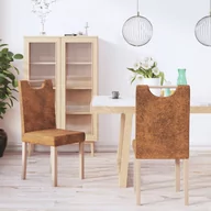Krzesła - vidaXL Krzesła stołowe, 2 szt., brązowe, sztuczna skóra zamszowa - miniaturka - grafika 1