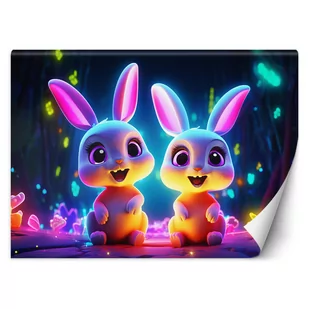 Fototapeta, Kreskówkowe króliczki neon (Rozmiar 150x105) - Fototapety - miniaturka - grafika 1
