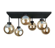 Lampy sufitowe - Żyrandol natynkowy DEA 6xE14/60W/230V czarny/dymny beżowy - miniaturka - grafika 1