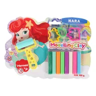 Masy plastyczne - Zestaw kreatywny plastelina 8 kolorów z akcesoriami 3 foremki + roler NARA - miniaturka - grafika 1