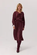 Sukienki - Sukienka z paskiem Nelly bordowa - miniaturka - grafika 1