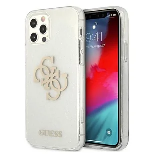 Guess Glitter 4G Big Logo - Etui iPhone 12 / iPhone 12 Pro przezroczysty - Etui i futerały do telefonów - miniaturka - grafika 2