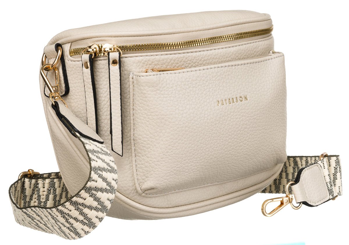 Torebka damska listonoszka crossbody saszetka miejska na suwak Peterson jasnobeżowy
