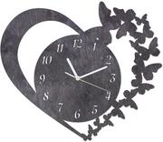 Dekoracje domu - Drewniany zegar na ścianę Serce z motylkami z białymi wskazówkami - miniaturka - grafika 1