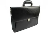 Teczki i aktówki - Męska Aktówka CAVALDI Ze Skóry Ekologicznej B027 CZARNA - miniaturka - grafika 1