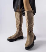 Botki damskie - Ciemnobeżowe ocieplane kozaki Vinceza-38 - VINCEZA - miniaturka - grafika 1