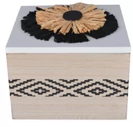 Pudełka i szkatułki - Pudełko drewniane z kwiatem, 17x17x13 cm - miniaturka - grafika 1