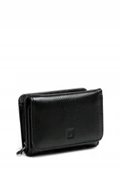 Portfele - Portfel Damski Skóra Naturalna LUIGISANTO RFID Czarny Matowy Portmonetka - miniaturka - grafika 1