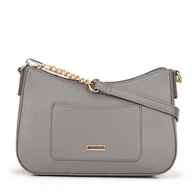 Torebki damskie - Damska torebka na ramię z ekoskóry mała szaro - złota - miniaturka - grafika 1