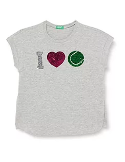 Koszulki dla dziewczynek - United Colors of Benetton Koszulka dziewczęca 3096c10aq, szary melanż, rozmiar M 501, 170 cm, Szary melanż średni 501, 170 - grafika 1