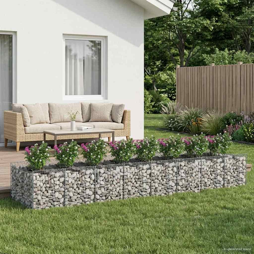 vidaXL Podniesione łóżko gabionowe 3 pcs srebrny 3422220