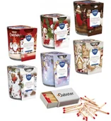 Świece - Świeca zapachowa w szkle BISPOL Aura 22H 6 szt. ŚWIĄTECZNY MIX + Zapałki DABSTER_PL 38szt. - miniaturka - grafika 1