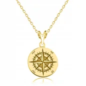 Łańcuszki - Naszyjnik żółte złoto 925 róża wiatrów kompas - miniaturka - grafika 1