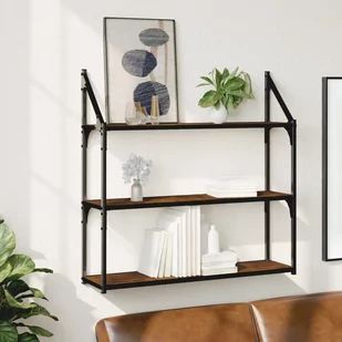vidaXL Regał ścienny z 3 półkami, przydymiony dąb, 80x21x78,5 cm - Półki do salonu - miniaturka - grafika 1