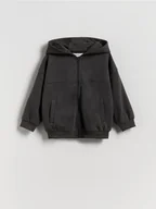 Bluzy i sweterki niemowlęce - Reserved - Bawełniana bluza z kapturem - ciemnoszary - miniaturka - grafika 1