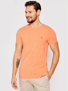 Koszulki męskie - Tommy Hilfiger T-Shirt Stretch MW0MW10800 Pomarańczowy Slim Fit - grafika 1