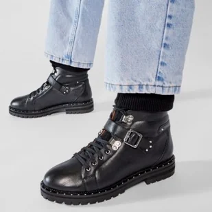 EVA MINGE DAMSKIE BOTKI SKÓRZANE CZARNE 41 0HX5* EU 41 0_X - Botki damskie - miniaturka - grafika 1