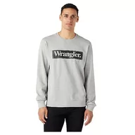 Bluzy męskie - Wrangler Męska bluza Seasonal Crew, Mid Grey Melee., XXL - miniaturka - grafika 1