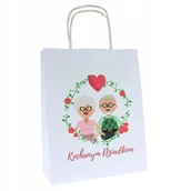 Akcesoria do pakowania - torba papierowa na prezent DZIEŃ BABCI I DZIADKA mała torebka na upominek - miniaturka - grafika 1