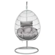 Fotele ogrodowe wiszące - Viga Krzesło ogrodowe wiszące biały szary. - miniaturka - grafika 1