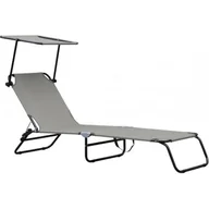 Meble turystyczne - ROYOKAMP Łóżko turystyczne kempingowe składane z daszkiem szare vic-27351-0 - miniaturka - grafika 1