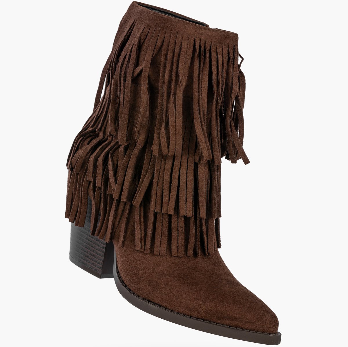 Botki Damskie Z Frędzlami Buty Zimowe Na Obcasie Stylowe Kowbojki Brązowe Brązowy 39