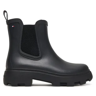 Kalosze Tommy Hilfiger Flag Ankle Warm Lining FW0FW08974 Czarny - Kalosze damskie - miniaturka - grafika 1
