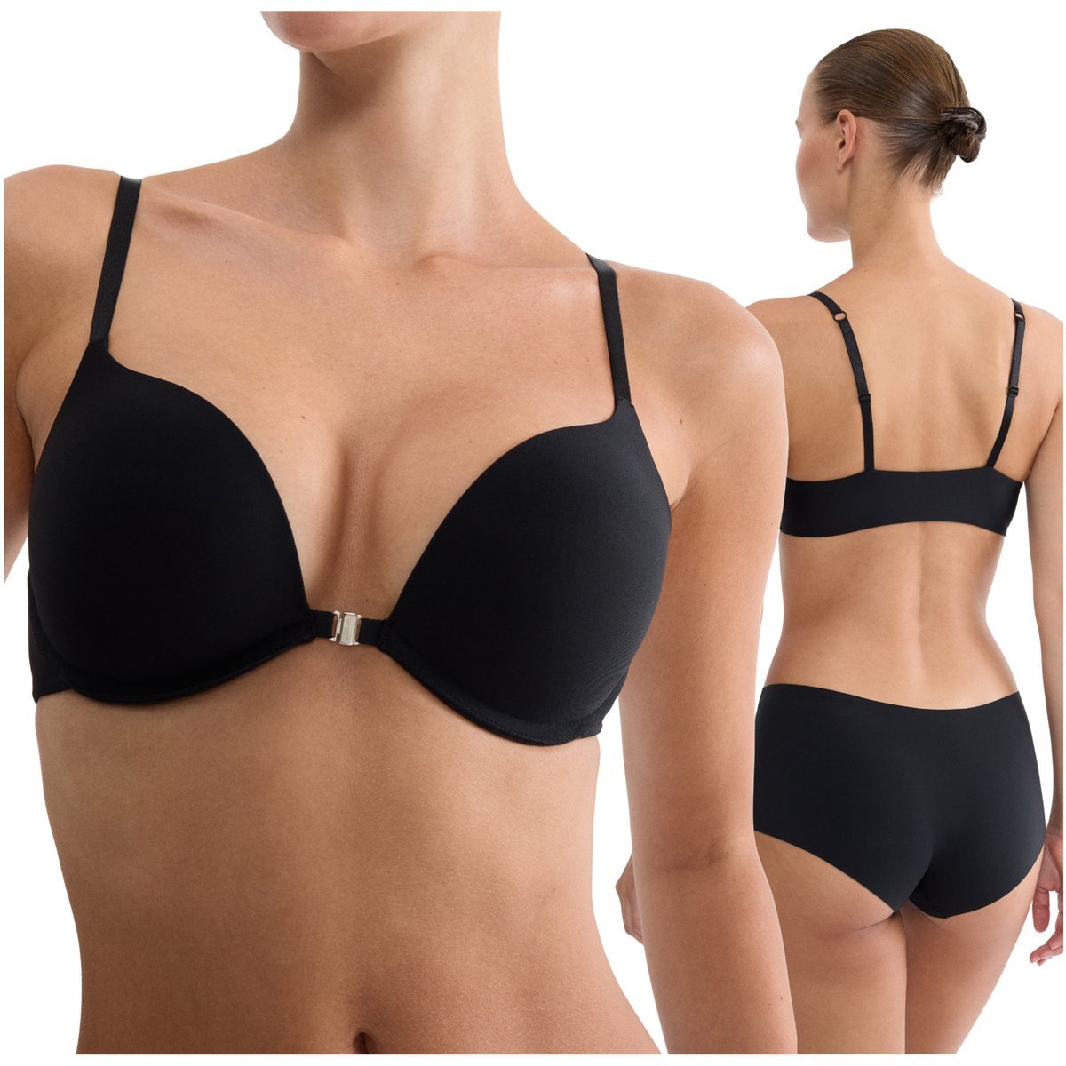 Biustonosz TRIUMPH Pure Micro WHUF czarny zapinany z przodu 80B