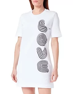 Love Moschino Damska sukienka z krótkim rękawem, krój regularny, Optical White, rozmiar 40, optical white, 40 - Sukienki - miniaturka - grafika 1