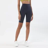 Spodenki damskie - EULLA Dwustronne damskie krótkie legginsy polerowane spodnie fitness wysoka talia brzoskwiniowe biodra pięcioczęściowe obcisłe joga sportowe szorty joga spodnie do jogi, granatowy, S - miniaturka - grafika 1