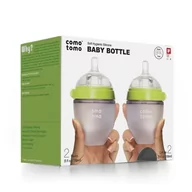 Butelki dla niemowląt - COMOTOMO - 2 antykolkowe butelki silikonowe MOM'S BREAST 150 ml Green NEWBORN 2 pack - miniaturka - grafika 1