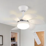 Wentylatory sufitowe - ZMH Wentylator sufitowy z oświetleniem i pilotem Cichy - lampa sufitowa Pokój dzienny 6 łopatek Ø75 cm Wentylator Czasowy Wentylator sufitowy Lato/Zima do sypialni Kuchnia Jadalnia/Biały - miniaturka - grafika 1