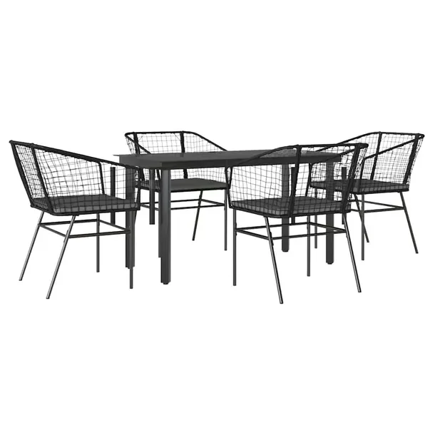Zestaw Mebli Ogrodowych Rattan PE Czarny, Stół 140x70x74 cm, Krzesła 62x