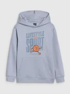 Bluzy dla chłopców - Chłopięca bluza dresowa nierozpinana z kapturem 4F 4FJRSS25TSWSM2041 - niebieska - miniaturka - grafika 1