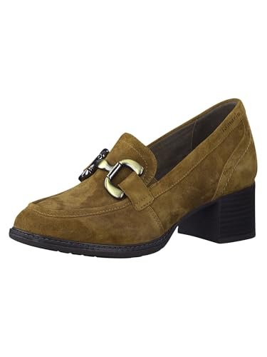 Tamaris Comfort Damskie 8-84309-41 wygodne buty do wielu różnych zastosowań, wygodne buty damskie z łańcuszkiem, buty na co dzień, biznesowe czółenka, Camel Suede, 42 EU Weit