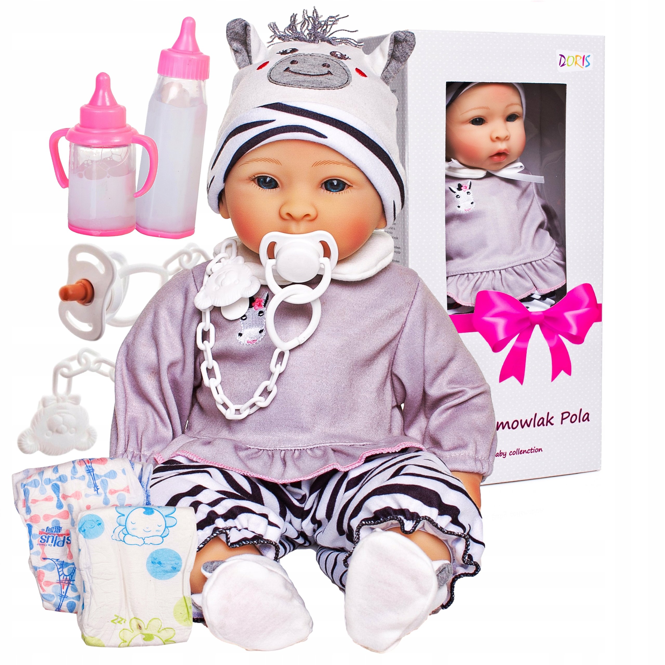 Lalka Bobas Jak Żywa Interaktywna Realistyczna mówi i śpiewa Zestaw XXL