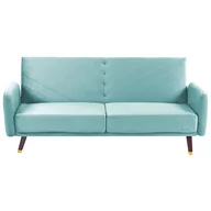Sofy i kanapy - Sofa rozkładana welurowa jasnoniebieska SENJA - miniaturka - grafika 1