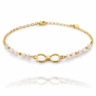 Bransoletki - Bransoletka Forever Pink Złota Nieskończoność Różowa Koraliki Stal 316L Prezent - miniaturka - grafika 1
